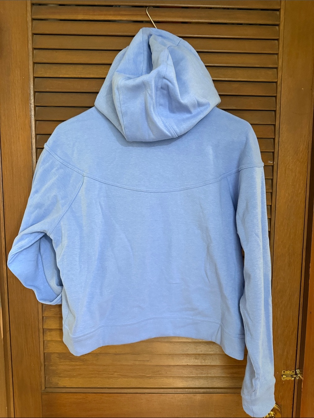 Cropped Light Blue Hooded Zip-Up Sweatshirt - Picture 2 of 3